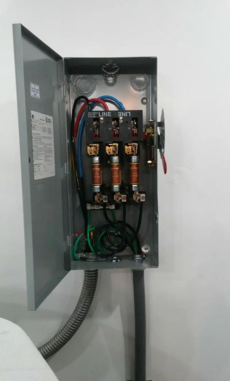 Three-phase disconnect switch installed for Smoke Detector Installation in Breckenridge